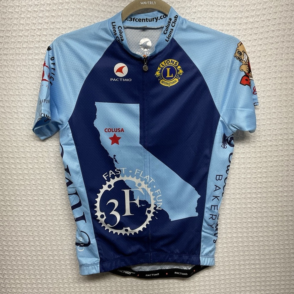 PACTIMO Men's S Small Blue  Cycling Jersey Full Zip‎ Bike Top
